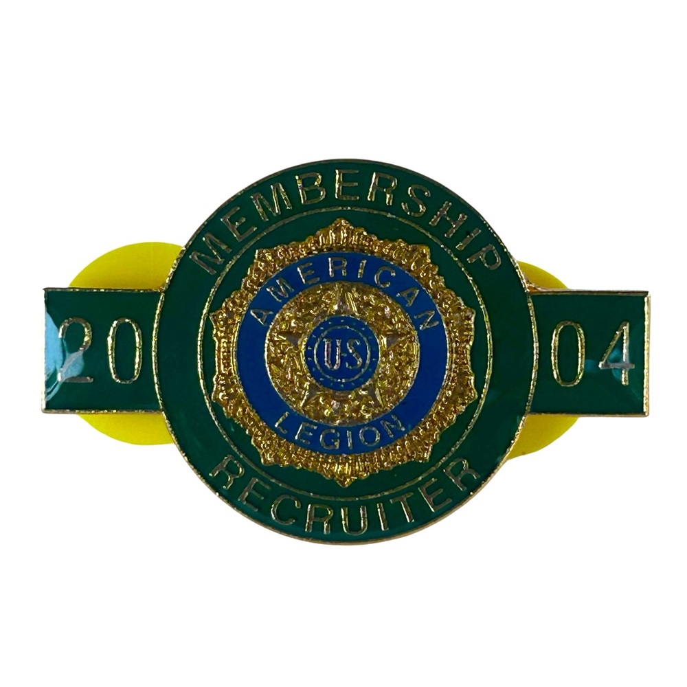 Vintage 2004 American Legion 100% Commander Green Lapel Pin Hat Vest